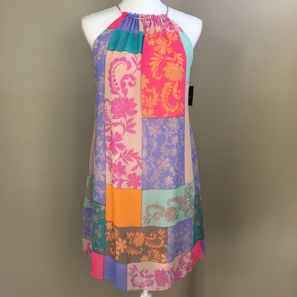 Just Taylor Chiffon Patchwork Dress 4 NWT - Picture 2 of 8